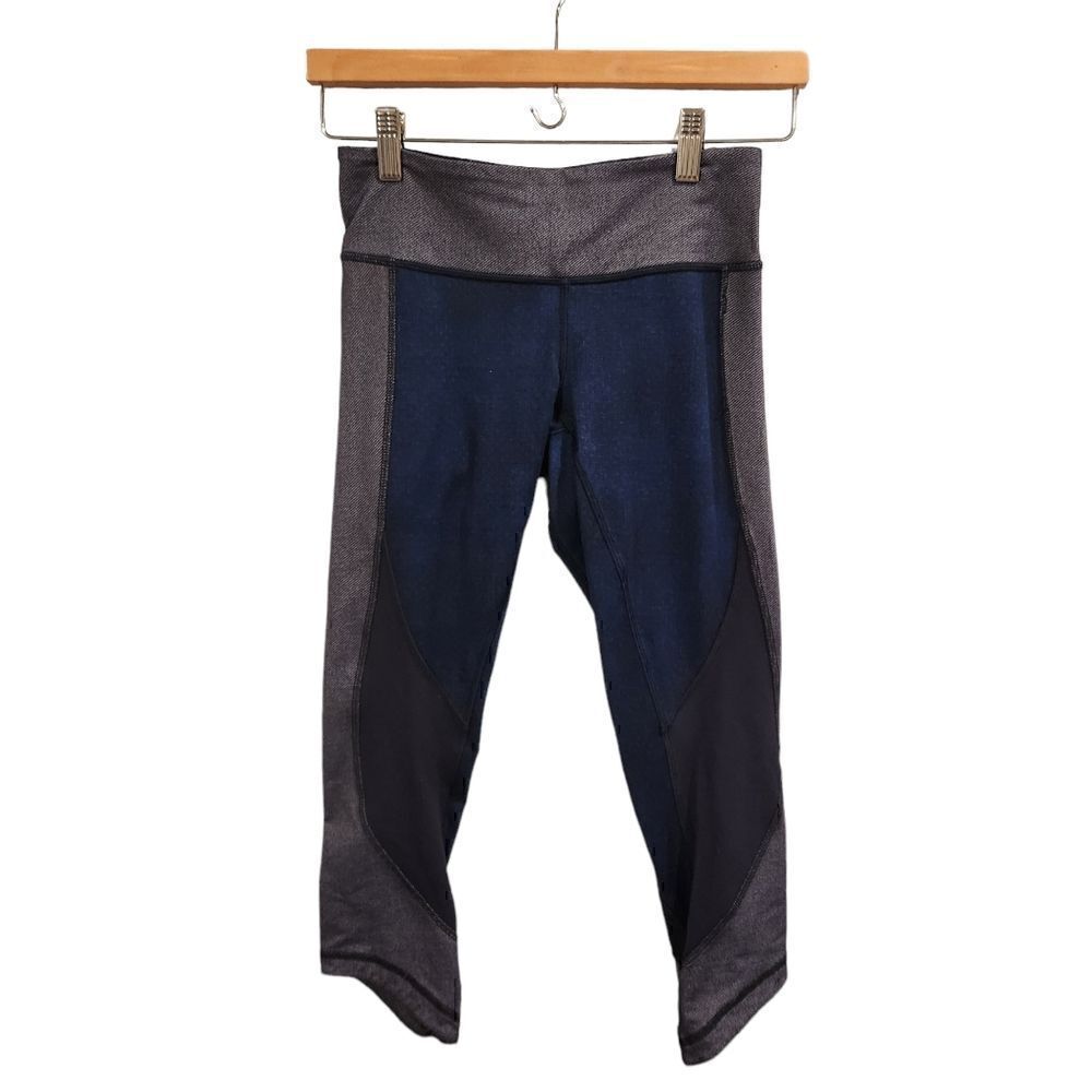 Lululemon Wunder Under Sashiko Denim Blue Cropped Leggings Limited Edition 4